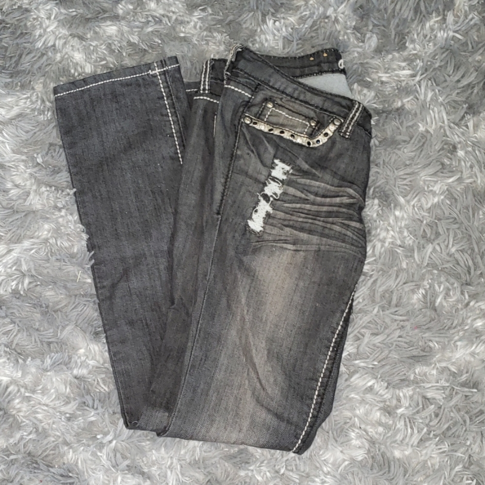 Rhinestone gray jeans